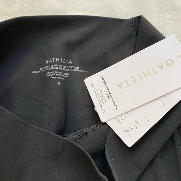 🆕ATHLETA Salutation Stash Pocket 7/8 Tight black leggings #531321 new with tags - Picture 6 of 12